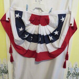 Patriotic Bunting Heavy Weight Cotton Blend with 2 Grommets and corded tassels